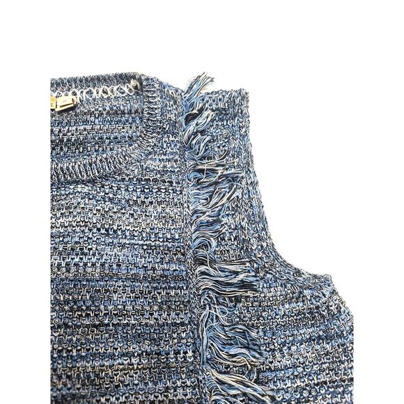 Anthropologie Holding Horses Blue sweater fringe dress women's medium - Picture 7 of 9